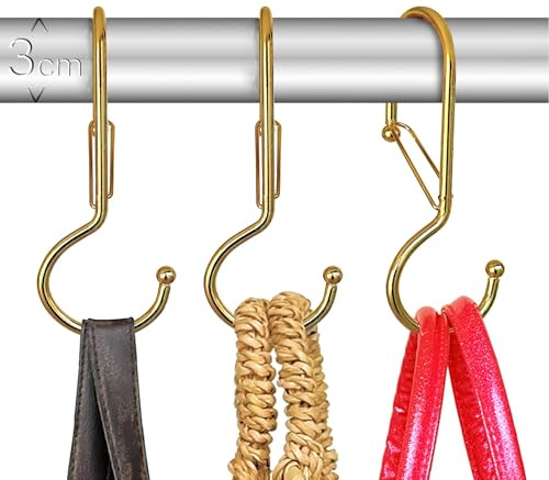 Blau Marité 6 Ganchos organizadores de bolsos para armario. Ganchos en Forma de S Torcidos con Sistema Anticaída. Ganchos en S Girados. Ganchos resistentes metalicos para bolsos. (Twisted, Oro Rosado)