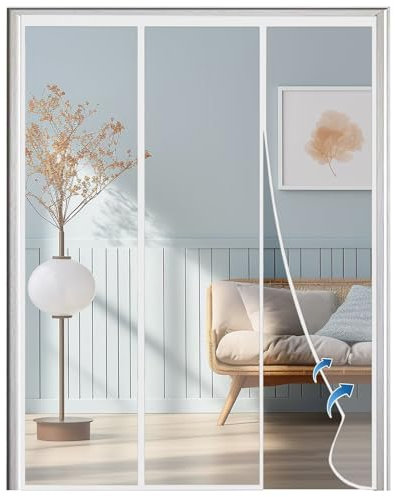 Insect Protection Roller Blind for Doors - 250x240cm - Magnetic Fly Curtain Mosquito net, Against Flies Mosquito Door Mosquito net White