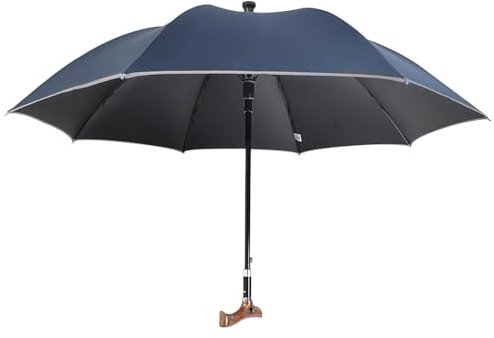 Wzmazingly 2-in-1 Spazierstöcke Regenschirm, Länge Einstellbar Leichtgewicht Schirm-Gehstock, Rutschfest Langer Handgriff Stützschirm Für Ältere Menschen, Männer Und Frauen(Blue)