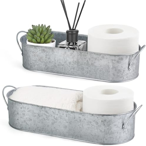 Mkono Metal Storage Basket, Toilet Paper Holder Bathroom decor, 2 Pack