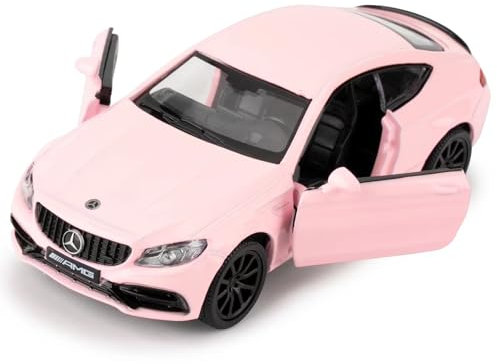 imtfzct 1/36 Benz C63 S AMG Spielzeugauto,Kinder Spielzeugauto mit Pull Back Funktion, sammelbares Modellauto aus Leichtmetall, Geburtstagsgeschenk für Jungen und Mädchen (rosa)