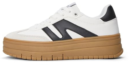 LUCKY STEP Women's Platform Gum Thick Sole Fashion Sneakers Classic Retro Rubber Low Top Casual Tennis Skate Walking Shoes