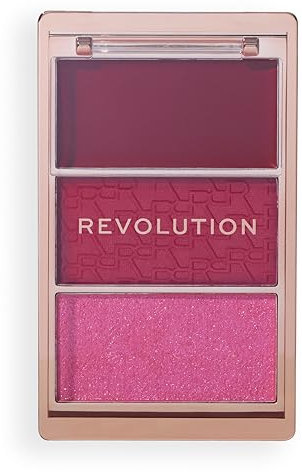 Revolution, Blush Icon Palette, Blush in Crema & Polvere Compatta, Alta Pigmentazione, Palette Viso, Vegano & Cruelty-Free, 3 Tonalità, My Cherry Truth