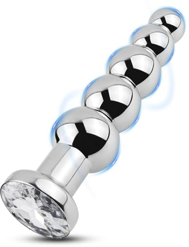 MACQIU Plug Anale Dildo Palline anali con diamante di cristallo, Dilatatori Anali Plug Analesex Sex toys Sessuali per Donne Uomo Coppia, Anali Sexytoysys stimolazione del punto G (Bianco)
