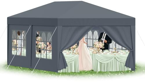 arvioo Pavillon 3x6 m mit 6 Seitenwände Wasserdicht Stabil Winterfest UV-Schutz Partyzelt mit PE-Dach und Stahlrahmen für Outdoor-Events, Märkte & Feste (Grau)