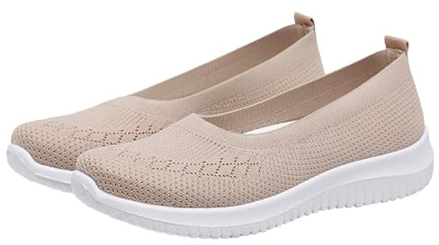 Dam ortopediska skor slip-on sneakers sommar bekväma promenadskor bak öppna sommarskor ventilerande fodrade sportskor stickade tygskor breda H sneakers utomhus