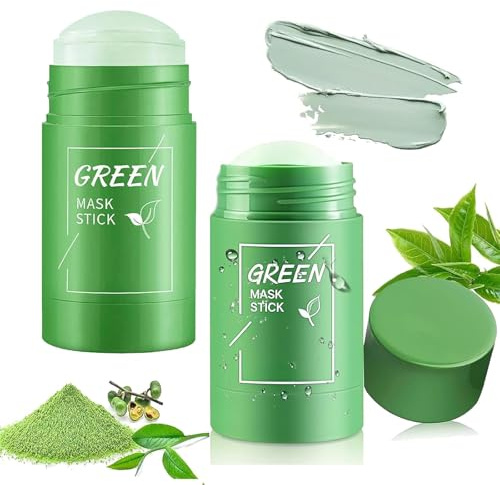 2 pezzi Green Mask Stick,Green Tea Punti Neri,Maschera al tè verde per viso,pulizia profonda dei pori, Moisturizes and controls the oil, Regulate the water and oil balance of the skin