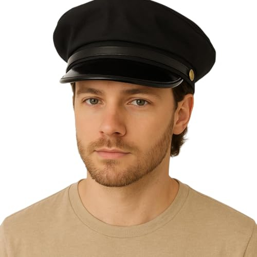 labreeze Black Chauffeur for Men – Adult Limo Driver Cap, Taxi Driver Fancy Dress Accessory, Uniform Pilot Costume for Halloween, 1920s Party & Cosplay