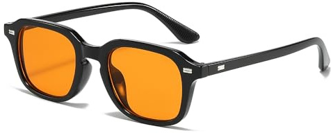 YAMEIZE Gafas de sol Retro Cuadradas para Hombre - Mujer Vintage Gafas de sol años 90 UV400 (Negro Naranja)