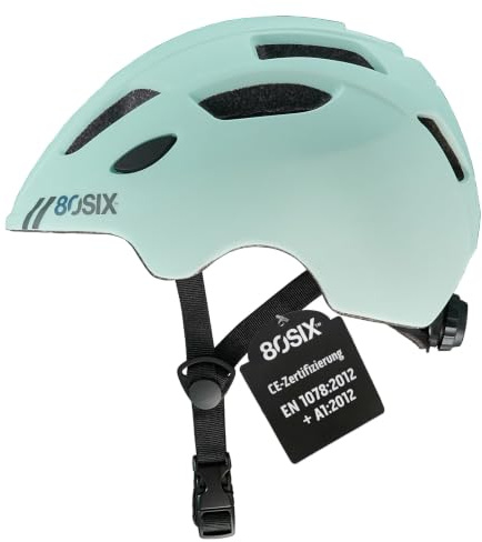 86SIX Casco Bicicleta & Patinete Eléctrico - Homologado CE, Ligero y Ajustable, Adultos y Niños, MTB/Skate, Azul Agua Mate, M/L