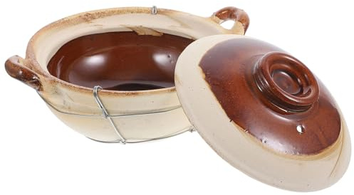SHINYPASING Olla de Barro Individual 0.5l con Asa, Cazuela Casera para Estofados y Arroz, Utensilio Cocina Tradicional para Hogar y Reuniones Familiares, Cazuela Horno Estilo Estilo Aleatorio