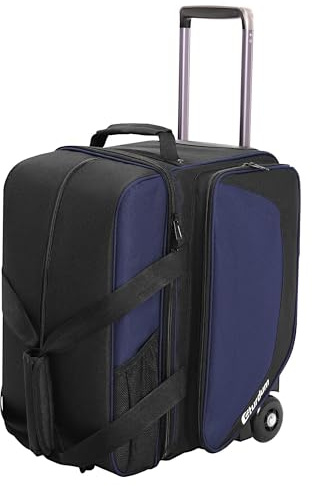 Sturdum 2 Ball Bowling Roller Bag with Wheels, Rolling Bowling Ball Bag with Shoe Compartment, Retractable Handle, EVA Dividers