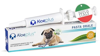 ALOEPLUS Cani Pasta Orale 15ml - Alimento Complementare Energetico, Disintossicante con Aloe Arborescens BIO, Rafforza le Naturali Difese di Cani Anziani e Cuccioli, Contro Alitosi e Infiammazioni