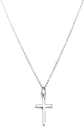 Small Silver Cross Crucifix Pendant on 46cm Delicate Chain 925 Sterling for Women Girls Mother Sister Daughter Christening Gift