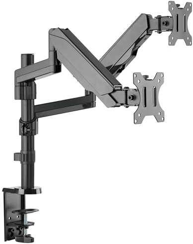 RICOO Monitor Halterung 2 Monitore Bildschirmhalterung Dual Monitor-Arm Monitorhalterung Ständer Arme für 13-32 Zoll Computer-Monitore PC Gaming Bildschirm TS9611 Stand Tischhalterung Monitor-Halter
