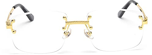 kachawoo Lunettes de soleil sans monture, carrées, couleur progressive, style rétro vintage