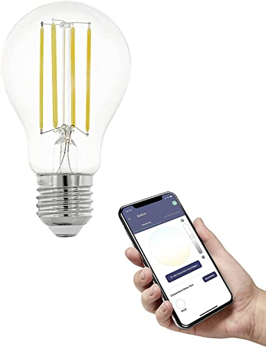 EGLO connect.z Smart Home lampadina Led E27, A60, ZigBee, app e controllo vocale, dimmerabile, bianco neutro, 806 lumen, 6 W, lampadina vintage chiara