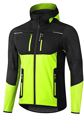 INBIKE Fahrradjacke Herren Wasserdicht Softshelljacke Übergangsjacke Winter Radjacke Laufjacke Funktionsjacke Winterjacke Fahrrad Wanderjacke Atmungsaktiv Warm Outdoorjacke Grün 3XL