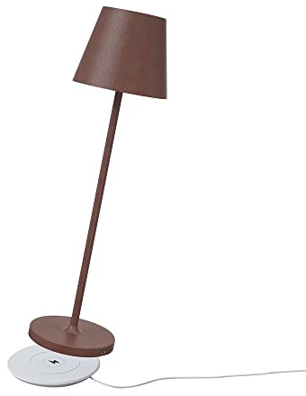 NCC-Licht LED Akku Tischleuchte Corten IP54 Indoor & Outdoor 2,2 Watt 190 Lumen Warmweiß 2700K mit induktiver Ladestation und Touch-Dimmer