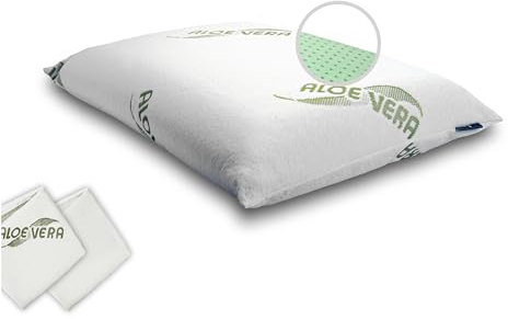 bes Memory Foam Kissen | Hohes Kissen 12 cm, Größe 60x40 cm | Seitenschläferkissen, Rücken & Bauchschläfer | Erwachsene und Jugendliche | Aloe Vera | Made in Italy