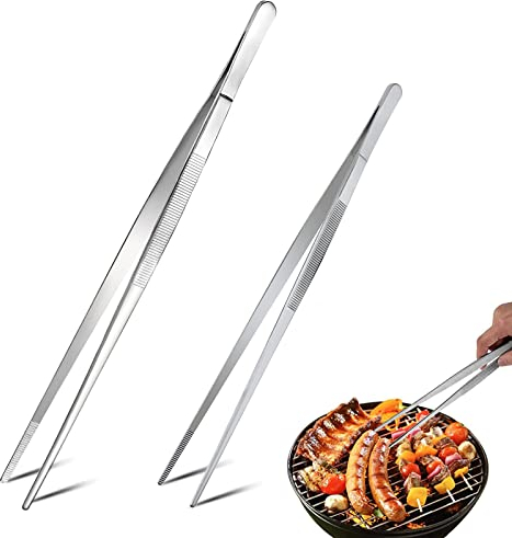 Pinze Cucina Professionale,2pcs Pinze da Cucina,30cm 25cm Pinza da Chef professionali di Alta Precisione,Barbecue,Bistecca,Hamburger,Pasta,Dessert,Decorazione,Estrazione,Cottura al Forno