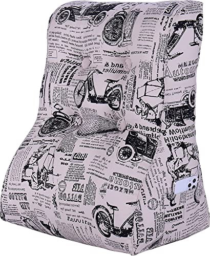 VERCART 100% Baumwolle Rückenkissen Sofa Bett Erhöhte Gebogene Rückenlehne, Sofakissen Modern Bedruckt Lesekissen, Rückenstütze Wandkissen, Keilkissen Kopfteil Gepolstert, Bettkissen Jahrgang