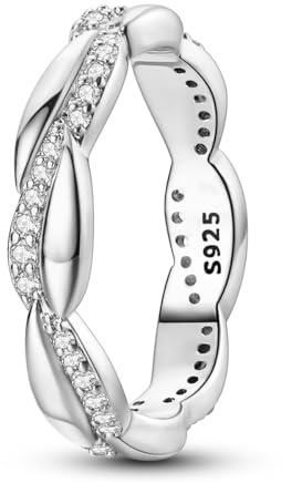 NARMO 925 Anneau en Argent Sterling zircone cubique Anneau déclaration tordu Anneau Fil enroulé Anneau Taille 54