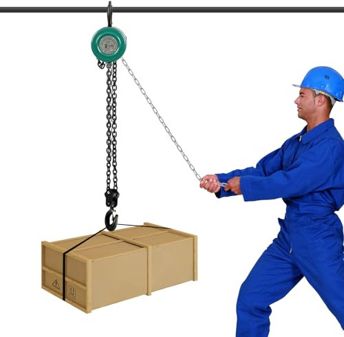 Palan à chaîne 2 T, treuil manuel, longueur de chaîne 3 m, palan à poulie, palan de levage, palan à cliquet, acier, hauteur de levage max. 3 m (vert)