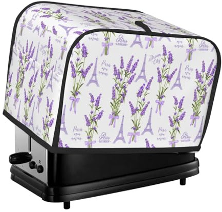 Copertura per tostapane a 2 fette, Torre Eiffel, viola, con tasche per piccoli elettrodomestici da cucina, copertura per piccoli elettrodomestici e protezione dalle impronte digitali, lavabile in