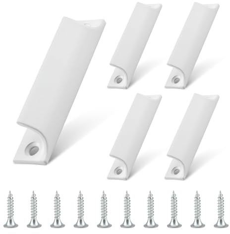 SJUNJIE 5 Pezzi Maniglie per Mobili Lega di Alluminio Maniglie Armadio Accessori con 10 Viti per Porte Del Balcone Cassetto Porta Del Guardaroba Cucina (Bianco)