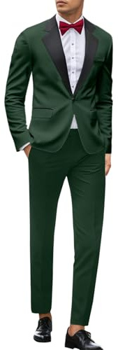 Generisch Trajes de hombre para eventos, fiestas, bodas y uso diario. Ajuste estrecho con elegante diseño de escote. Ropa versátil para todo el año para hombres modernos., Verde oscuro., L