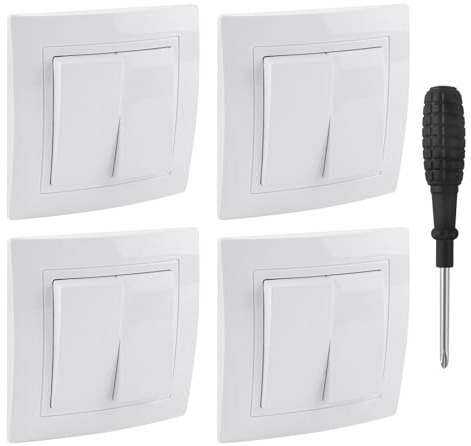 UYUYong 4 Piezas interruptor pared doble doble conmutador para escaleras Bidireccional interruptores de serie empotrado conmutador interruptor pared pulsador luz Para Escaleras Corredor Dormitorio