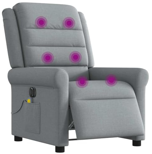 Mimdixy Poltrona da massaggio per TV, poltrona massaggiante elettrica, grigio chiaro, per soggiorno, camera da letto, facile da mantenere, facile da montare