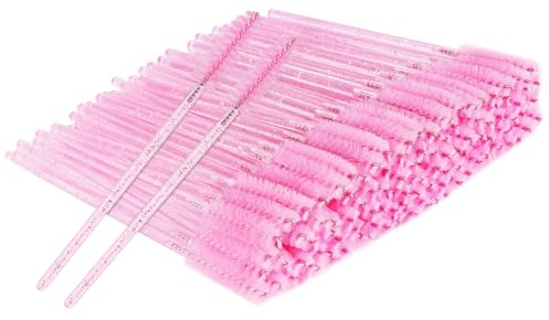 BUTBU Engångsögonfransborstar, 100 st ögonfransborstar, förlängningsborstar för mascara, ögonbrynsborstar, för ögonfransborttagning, sminkborttagning, nagelkonst, målning, rosa