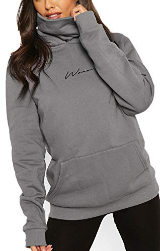TrendiMax Pull à Capuche Femme Col Roulé Basique Pullover à Manches Longues Chic Pull Chaud Femme Hoodie Femme pour l'Automne et l'hiver