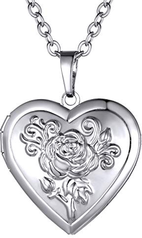 GoldChic Collana Con Medaglione Con Foto Di Rose Per Donna, Ciondolo Con Medaglioni Personalizzati Con Ciondolo a Forma Di Cuore, Regali Per Gioielli Incisi Con Foto Per Nana