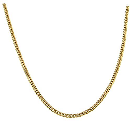 Original italienische Panzer 18kt vergoldet 3mm Länge 70cm, Halskette Herren-Kette Goldkette Damen Geschenk Schmuck ab Fabrik Tendenze-Italy