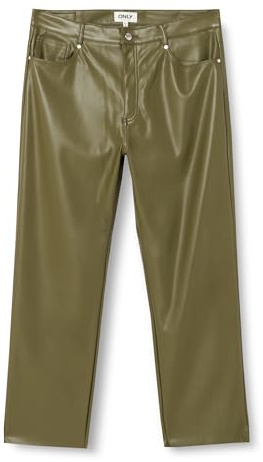 Bestseller A/S ONLEMILY HW ST Ank Faux Leather Pnt Noos Pantaloni in Similpelle, Winter Moss, XXS x 30L Donna