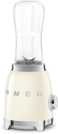 SMEG 50's Retro Style Personal Blender with Backlit Knob and Two 600 ML BPA Free bottles PBF01CRUS Cream