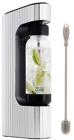 Twenty39 qarbo LUXE Machine à eau pétillante en métal de qualité supérieure – Carbonateur de boissons gazeuses pour la maison, distributeur de boissons gazeuses et de seltz (argent amalfi)