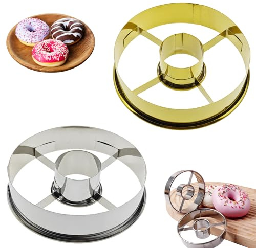 2 Pack Stainless Steel Doughnut Cutter 3.86Inch Doughnut Cutters Mousse Ring Cookie Chocolate Cake Mold Baking Tools