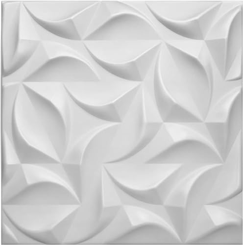 Deccart - 3D Wandpaneele 50x50 cm - Paneele Wand Wall Panels Deko Wandverkleidung Innen Panel Deckenverkleidung Decke Deckenpaneele Platten Styropor EPS-Polystyrol River 2 m², 8 Stück,weiß