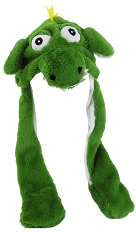 Toyhood Animals Ears Moving Hat, Jumping Dinosaur Tigers Cosplay, Funny Plush, Winters, for Girls Women Child Adult (Green)