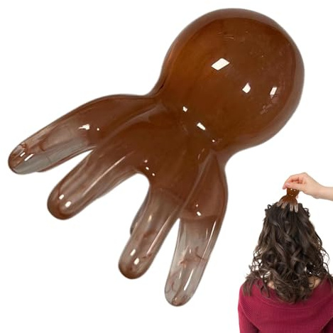 Appareil de massage du cuir chevelu en forme de pieuvre - Peigne Sha pour le cuir chevelu - Appareil de massage manuel en résine - Appareil de massage de la tête portable et confortable pour homme et