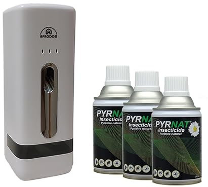 Pyrnat 3x250ml Insecticide Naturel au Pyrethre avec Diffuseur Automatique Anti-mouches, Moustiques, Punaise de Lit Efficace et écologique contre les insectes volants et rampants. (4)