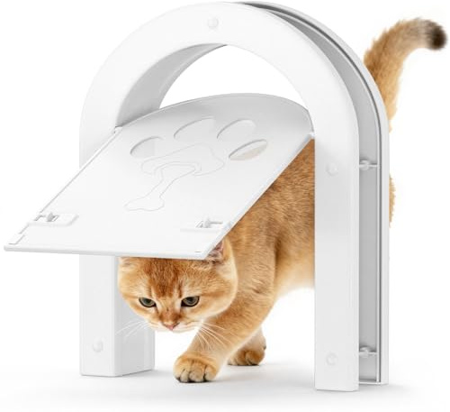 Ownpets Katzenklappe für Innen & Außen mit Zwei-Wege-System, 18,8x25,5cm Eingangsöffnung & 23,7x28,8cm Rahmen, passt für Türen bis 3,8cm – für Katzen bis 11,3kg