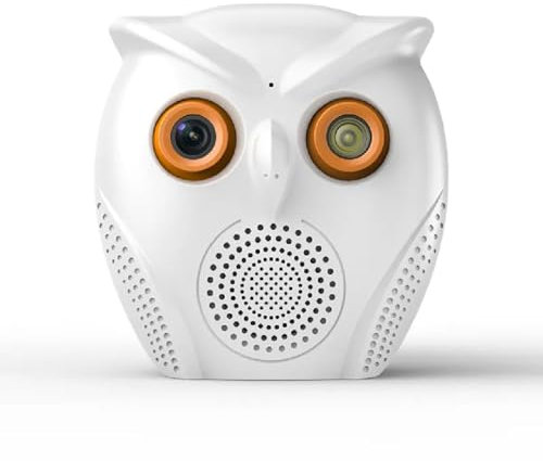 DECATRONIC Telecamera Wi-Fi da Interno Ai Smart - Rilevamento Persone e Riproduzione Musica - telecamera HD con altoparlante - Telecamera Intelligente Allarme - Visione Notturna a Infrarossi (Bianco)