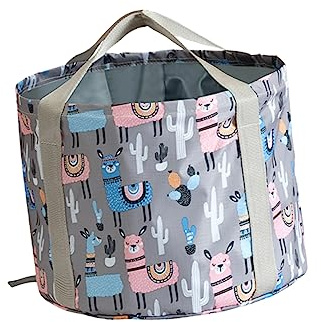 BESTYASH Portable Water Bucket Multifunctional Peva Collapsible Wash Basin with Alpaca Pattern Double Handles for Camping Hiking and Outdoor Activities Space Saving Storage Bag Included