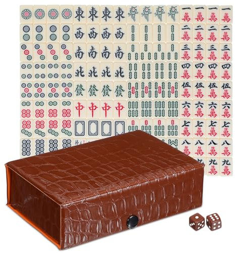 WRITWAA Mini Bärbart Mahjong-set Kinesiskt Mahjong-spel För Resesammankomster Och Fester