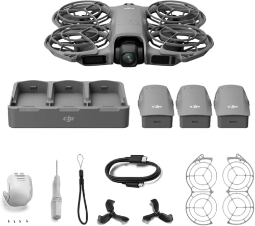 DJI Neo 2 Fly More Combo, 4K Drone With Camera, Palm Takeoff & Landing, Gesture Control, ActiveTrack, Omnidirectional Obstacle Sensing, 3 Batteries (Neo 2 Fly More Combo)